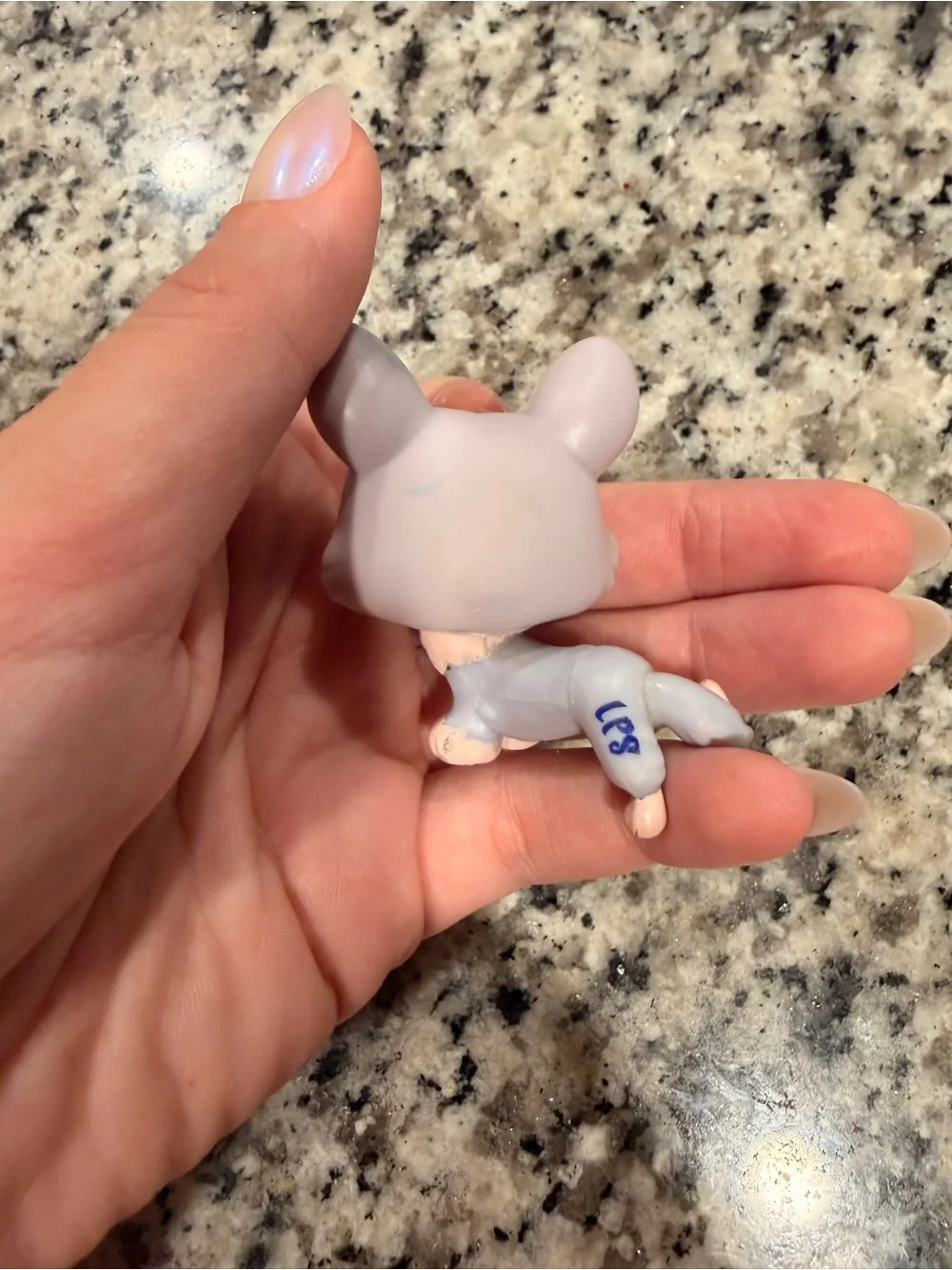 Littlest Pet Shop Gray and Pink Piglet Figure with Green Eyes